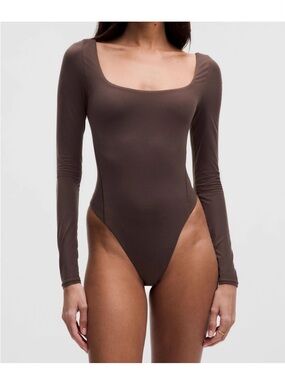 Wundermost Ultra-Soft Nulu Square-Neck Long-Sleeve Bodysuit